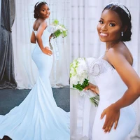 african dubai plus size arabic aso ebi lace mermaid wedding dress bridal gowns beaded one shoulder applique floor length button