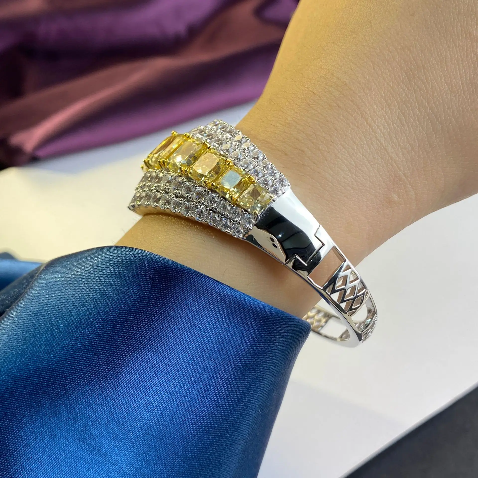 Женский браслет с бриллиантом PANSYSEN роскошное Ювелирное Украшение из серебра 100%