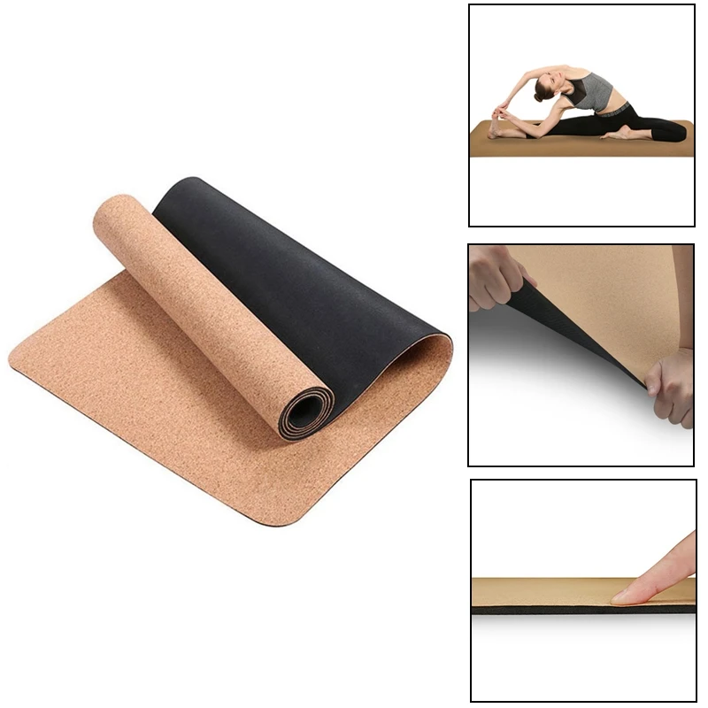 

New Sale 183X61cm Natural Cork TPE Yoga Mat for Fitness Gym Non-Slip Odorless