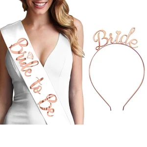 Свадебные украшения, розовое золото, атласная лента с поясом для девичника, украшения для вечеринки