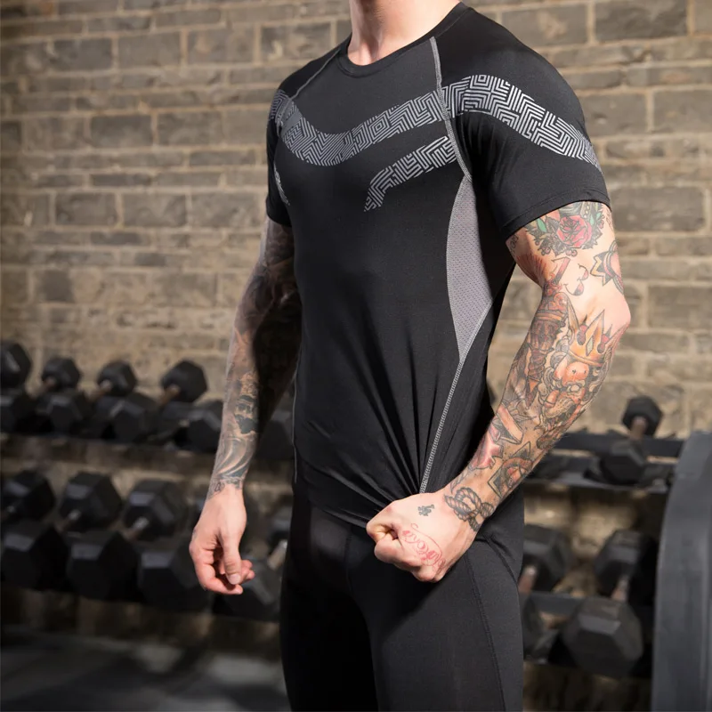 Мужской спортивный костюм для спортзала фитнеса компрессионные колготки одежда
