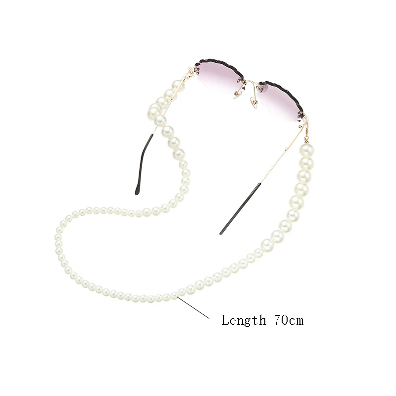 

2021 New Fashion Jewelry Alloy Imitation Pearl Bead Masked Sunglasses Glasses Chain Eyeglass Eyewear Lanyards Big Pearl Beaded