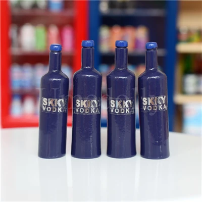 4pcs wine bottle Классический 1/12 кукольный домик миниатюрные бутылки для виски вина ролевые игры Дом Кухня Еда для куклы напиток аксессуары - Цвет: 4pcs wine bottle