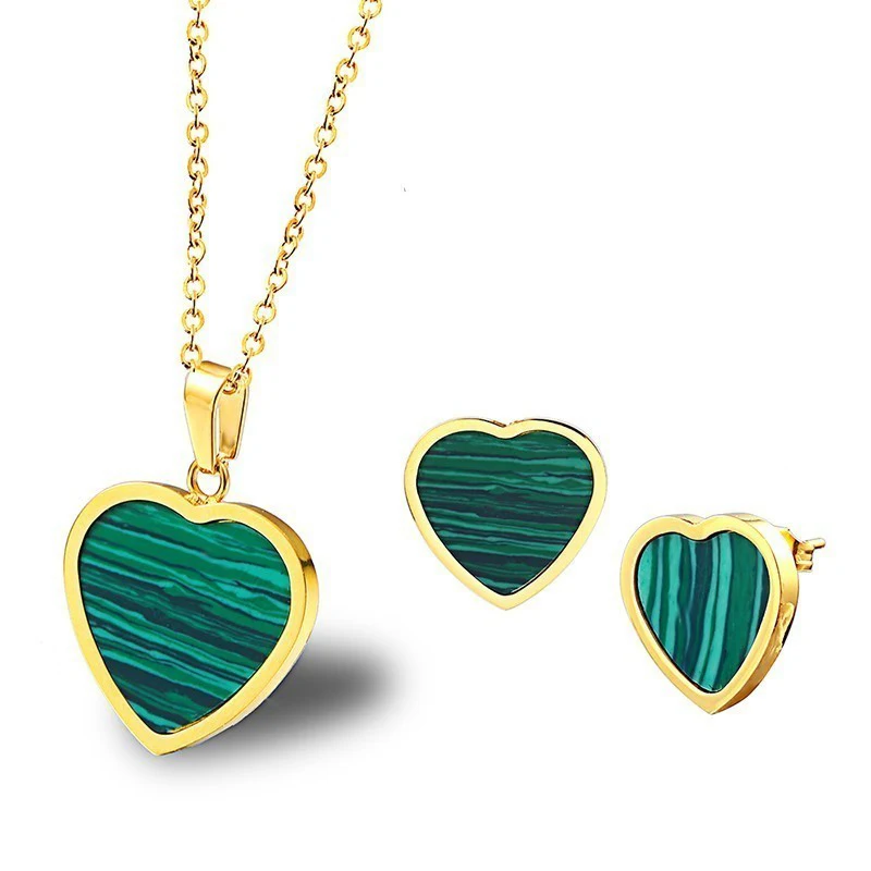 Женский ювелирный комплект из колье и серёг в форме сердца | Украшения аксессуары