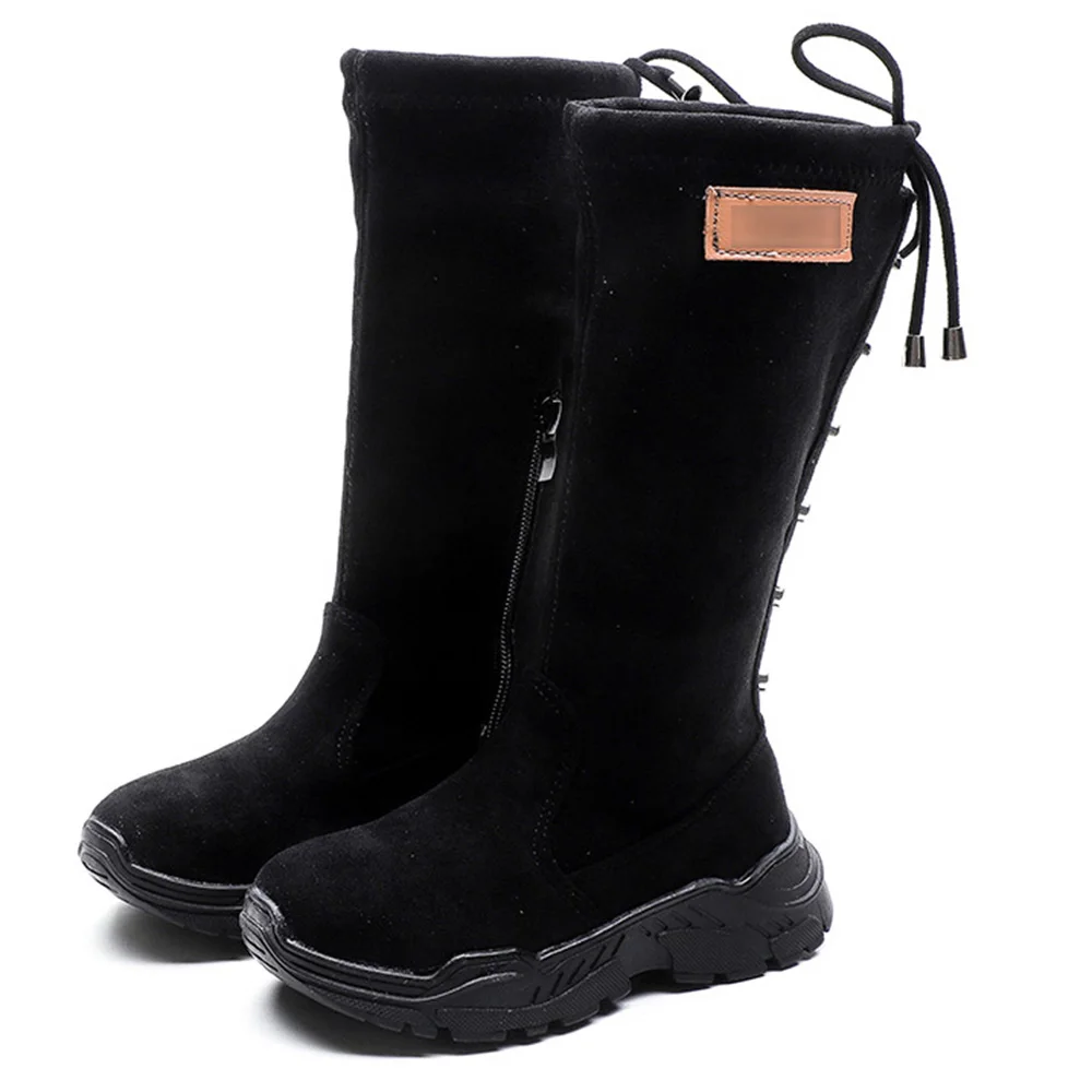 Детская обувь для девочек Новое поступление модные сапоги до колена с шипами на