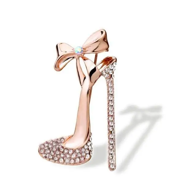

Sale Popular Gold Filled Crystal High Heels Shoes Brooch Pins Jewelry Gift For Women
