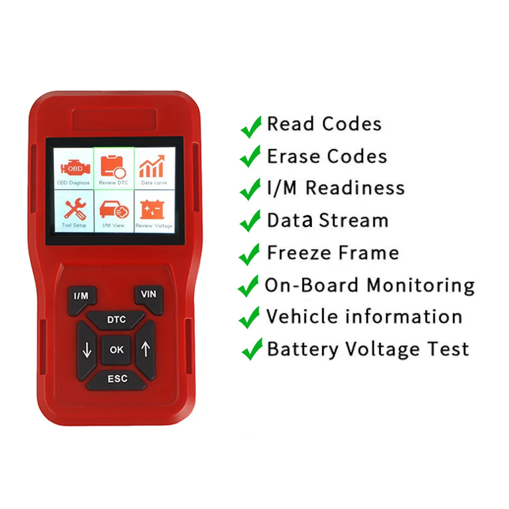 

Диагностический сканер OBD2 I/M, прибор для диагностики автомобиля, 8 языков