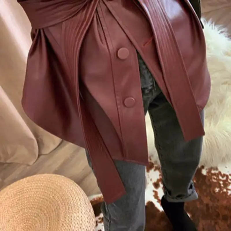 Женская кожаная куртка из искусственной кожи верхняя одежда в стиле ретро с