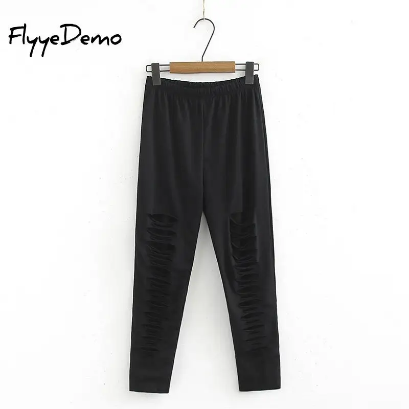 

Новый 2021 на весну и лето черные женские хлопковые рваные штаны с эластичной резинкой на талии женские шаровары уличная штаны размера плюс 4XL