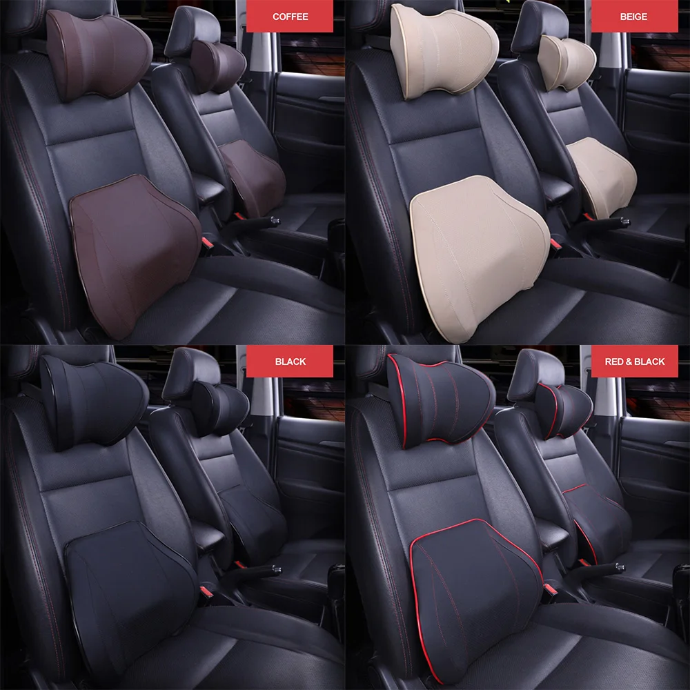 

Seat Headrest Lumbar Cushion Auto Waist Rest Pillow Neck Headrest Space Memory Interior Accessories Car Seat Head Neck Rest