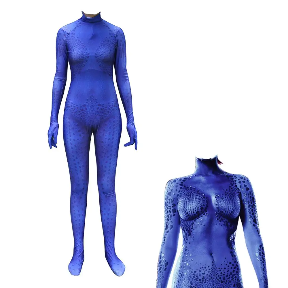 

Unisex Lycra Spandex Zentai Halloween DC X MAN Mystique Raven Darkholme Suit Cosplay Costumes Adult/Kids 3D Style