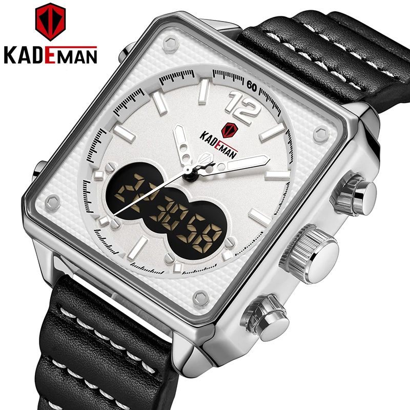 Роскошные брендовые Мужские Аналоговые Цифровые спортивные часы KADEMAN с