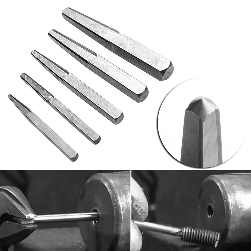 

5Pcs Screw Extractor Kit Guide Broken Damaged Bolt Remover Drill Bits New