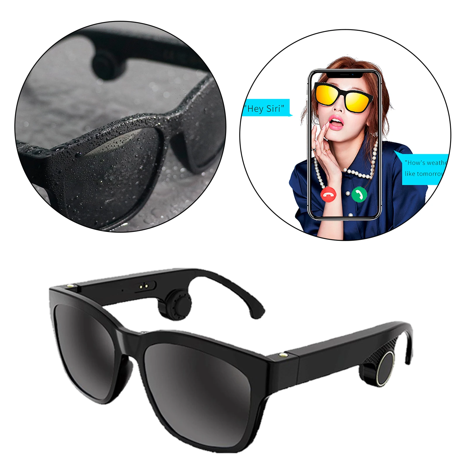저렴한 블루투스 5.0 뼈 전도 안경 오디오 안경 Handfree 선글라스 IOS 안 드 로이드 블랙 베리 Windows 모바일과 호환