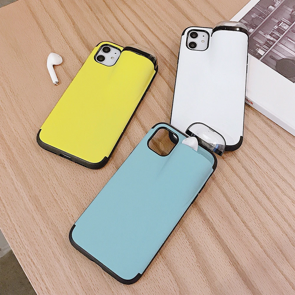 Карамельный цвет 2 в 1 чехол для телефона на iPhone 11 Pro XS Max XR X 10 PC s Coque беспроводные