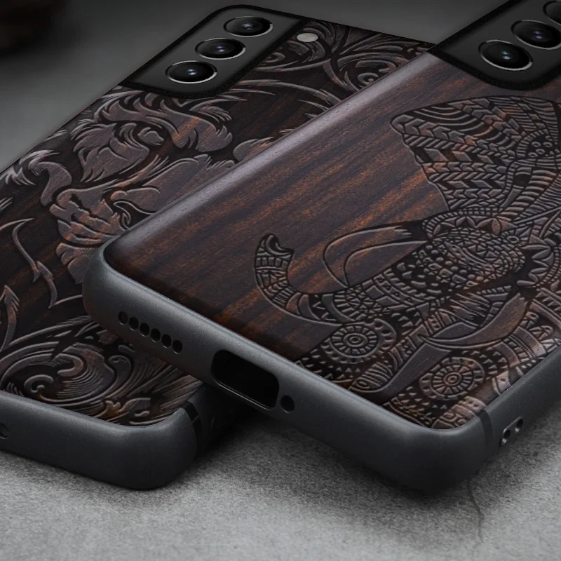 carveit 3d carved wood cases for samsung galaxy s21 plus ultra accessory tpu soft edge cover wooden shell protective phones hull free global shipping