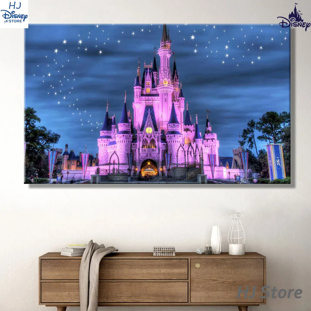 

Disney Art Canvas Cinderella Castle Printings Painting for Home Wall Decor Disneyland Posters Prints Picture for Room Decoration