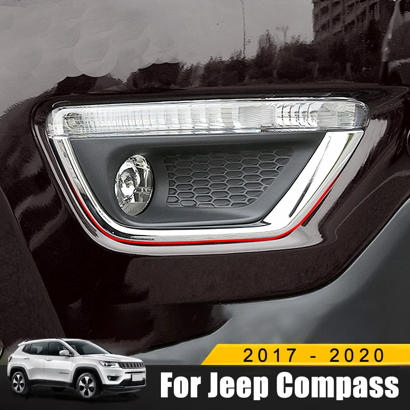 Для Jeep Compass 2017 2018 2019 2020 ABS Хром Внешний передние противотуманные фары светильник