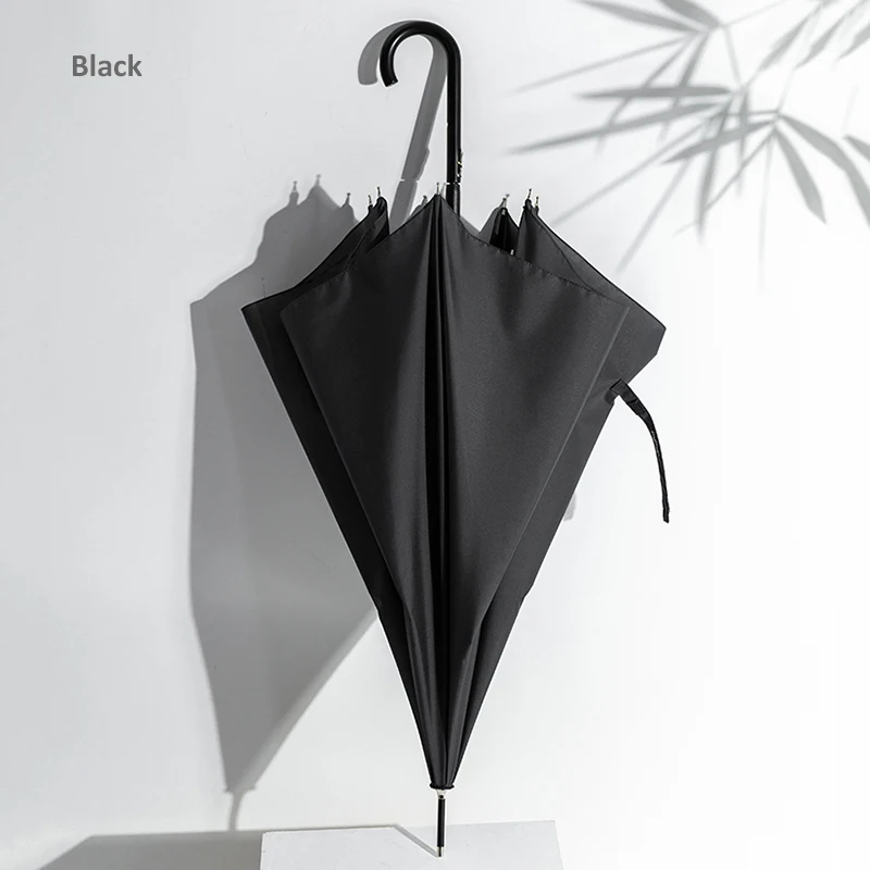 black Парашютный ультра-светильник, длинный зонт от дождя для женщин, устойчивый к изгибу, автоматический зонт, 266 т, эпонж, ткань, зонт для гольфа, ветрозащитный, 7K - Цвет: black