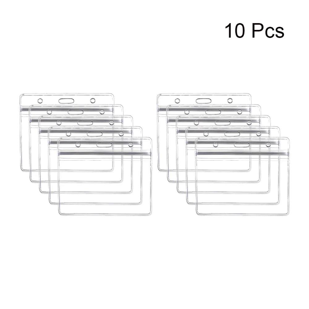 

10pcs Transparent Waterproof Soft Business ID Badge Holder for Office School (Horizontal Pattern)