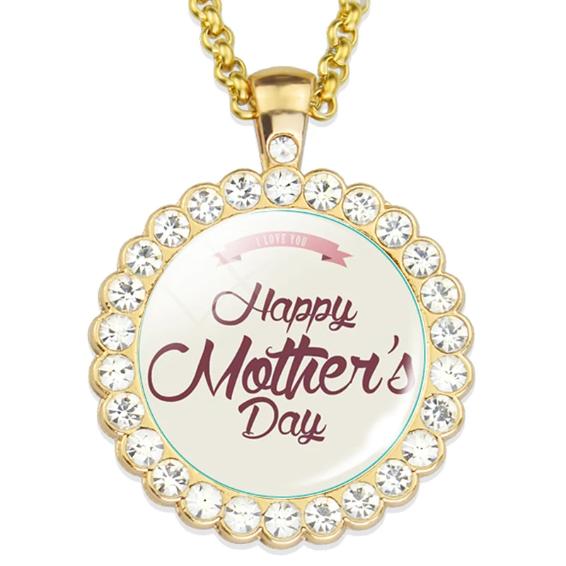 Happy Mother Day модное позолоченное ожерелье с кристаллом цирконием бижутерия со