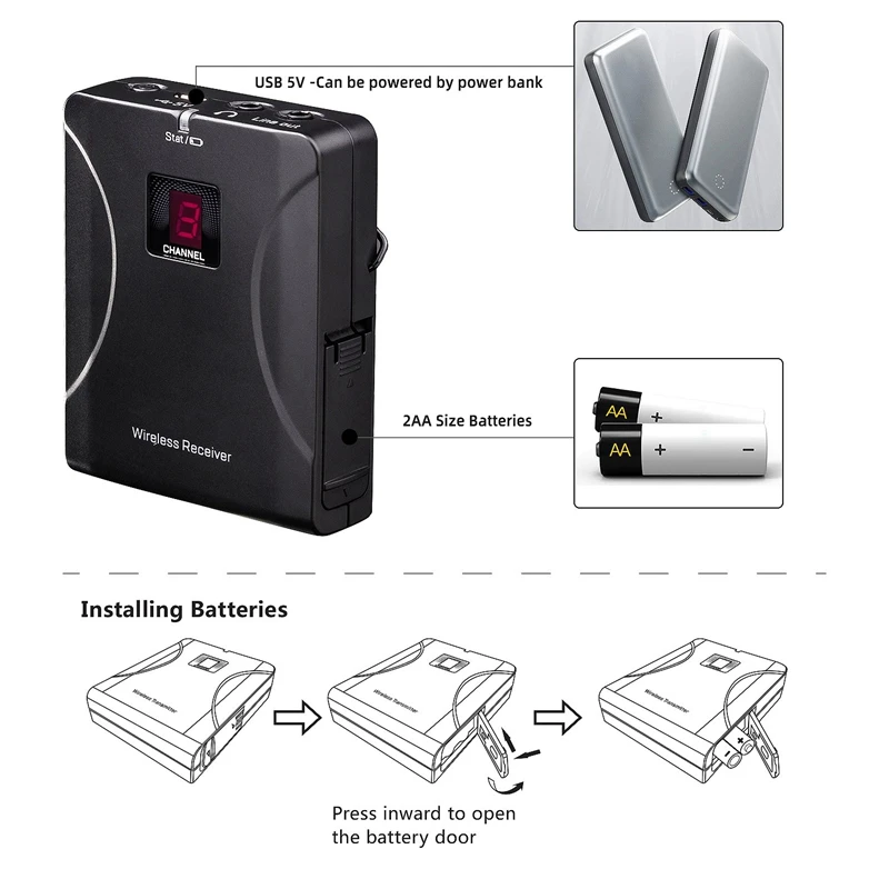 Портативный беспроводной UHF Mic Lavalier отворотом микрофон система с приемником