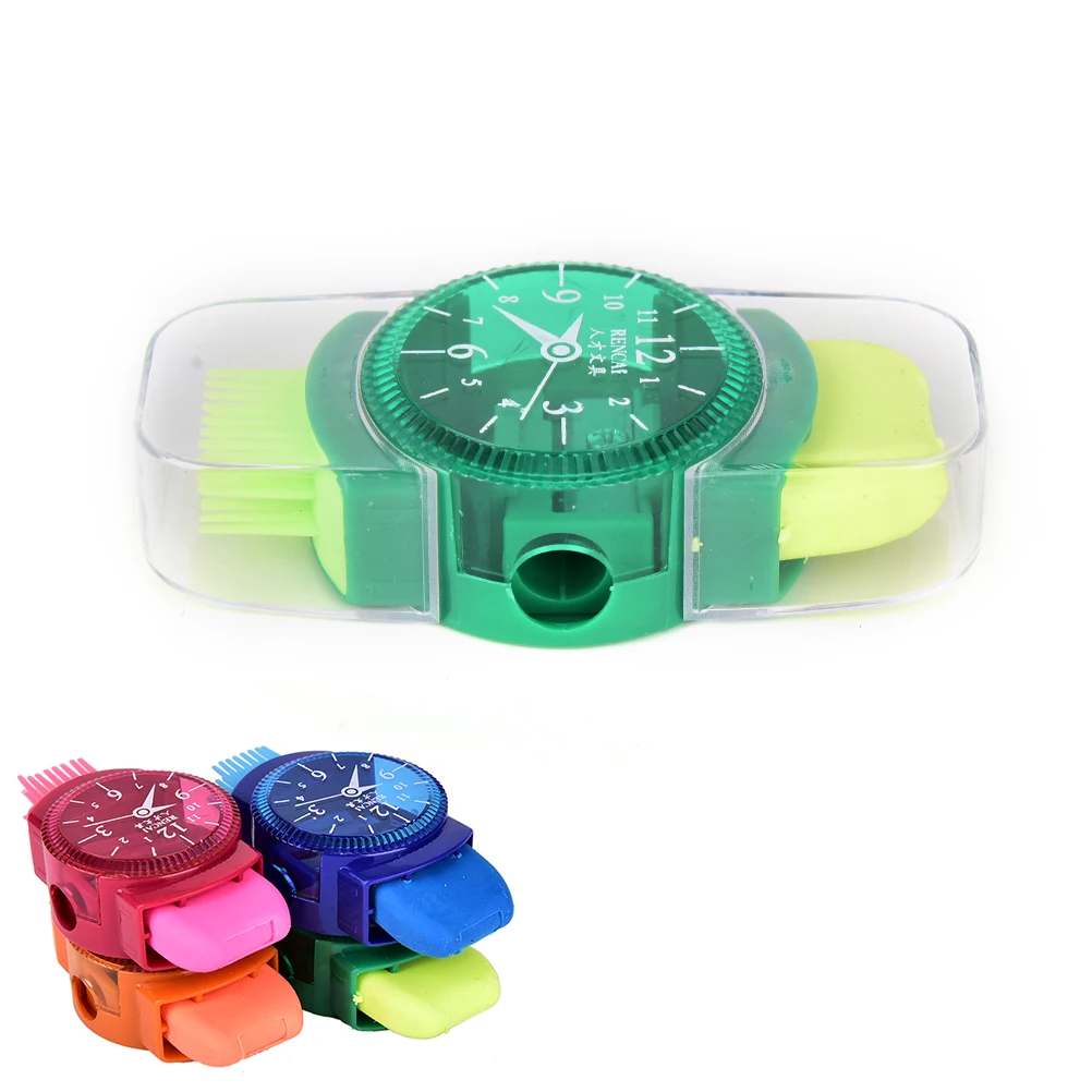 

Watches Sliced Pencil Sharpener 3 In 1 Mini Wristwatch Modeling Pencil Sharpener With Eraser And Brush Kawaii School Stationery