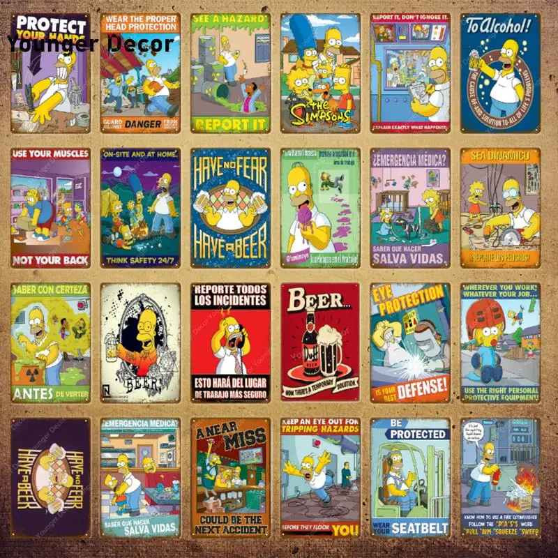 

Warning Be Protected Metal Signs To Alcohol Beer Plaque Cartoon Vintage Wall Poster Pub Bar Decorative Plate Home Decor YI-095
