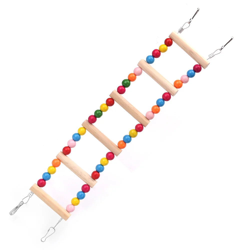 

For Conures Parakeets Cockatiels Birds Pets Parrots Ladders Hanging Climbing Toy With Colorful Balls Natural Wood Parrot Toys