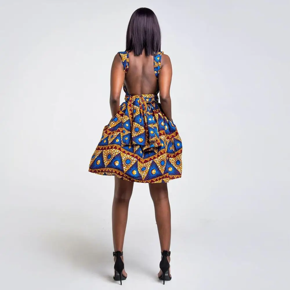 BOHISEN Dashiki женские платья с африканскими принтами Bazin Ankara короткими рукавами Slim Riche