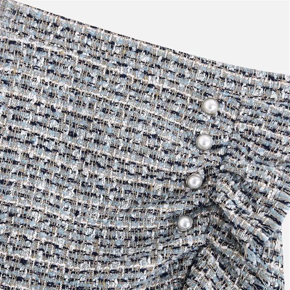 Осенняя Женская одежда новая саржевая мини-юбка в стиле ретро с высокой талией и