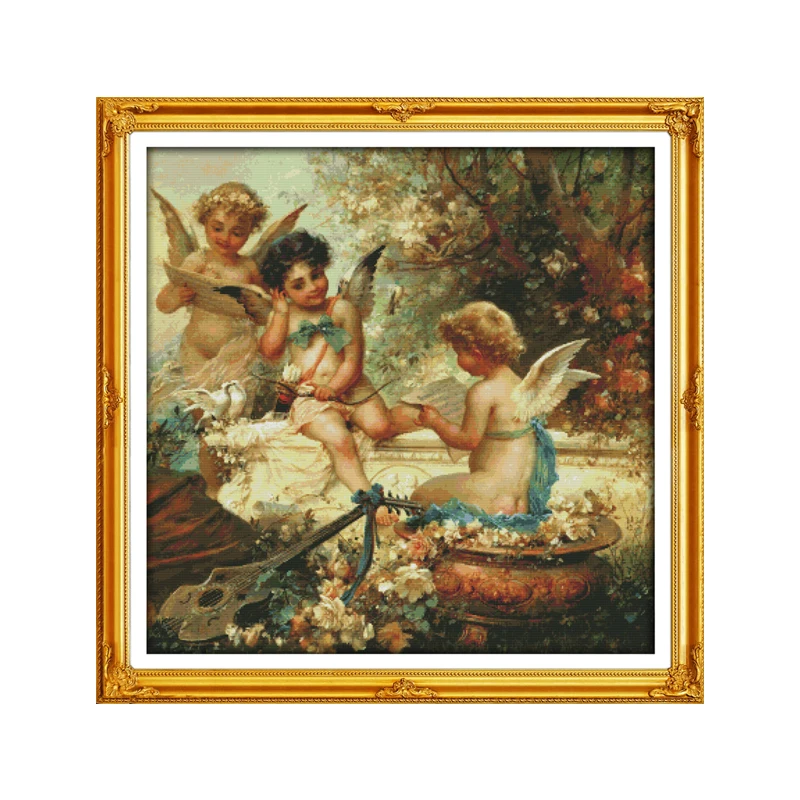 Радость воскресенье Счетный крестиком Наборы херувимов в саду штампованные