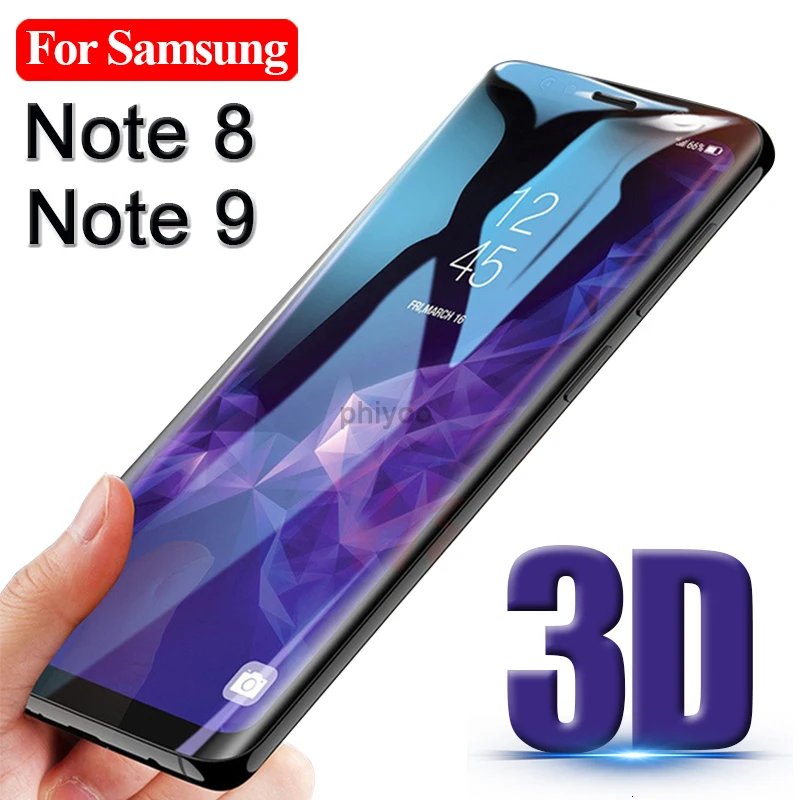 3D Curved edgeTempered Glass For Samsung Note 9 8 Protective Glas Screen Protector On Galaxy Not 9 8 Note9 Note8 protection Film