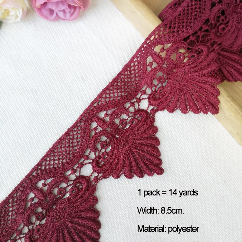 Dark red 14 ярдов 1,7-8 см вышивка, кружевная отделка, пэчворк, ручная работа, рукоделие, Швейные аксессуары, ткань, украшение одежды, 910 - Цвет: Dark red