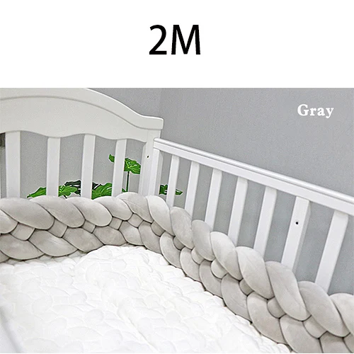 Gray-2M 4 слойная оплетка с узлом, дизайнерский бампер для детской кровати, индивидуальный, 2 м/3 м, коврик для детской кроватки, защитные бортики для кроватки, аксессуары для постельных принадлежностей, бортики для кроватки - Цвет: Gray-2M