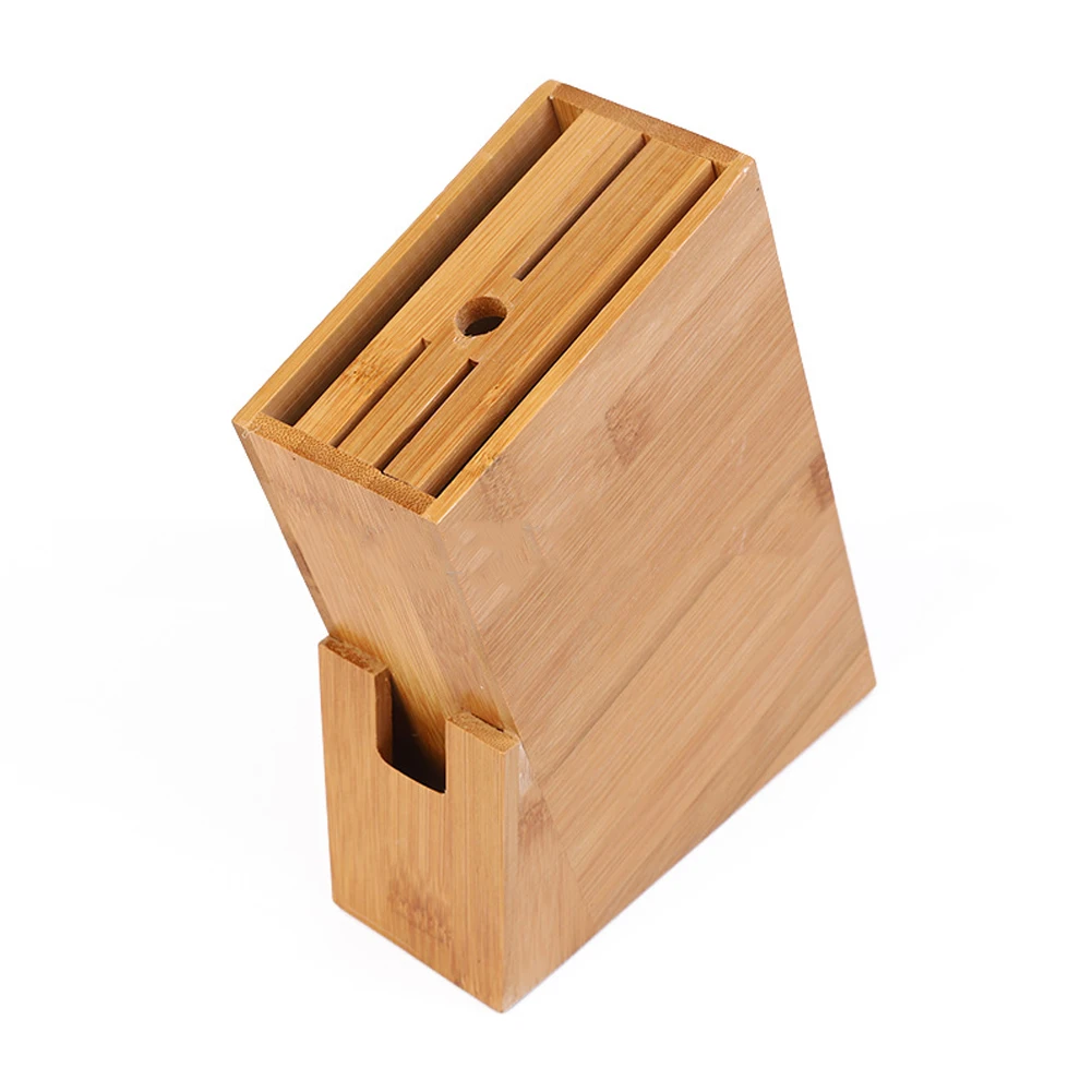 Universal Wooden Knife Holder Functional Bamboo Knife Block Stand Knives Storage Box Organizer Kitchen Blocks Accessories Tool