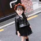 Одежда для девочек, куртка из искусственной кожи; Сезон весна-осень; Детская мотоциклетная кожаная Возраст 1-5 лет модные листья лотоса, с короткими рукавами для мальчиков классная верхняя одежда подходят к любой одежде