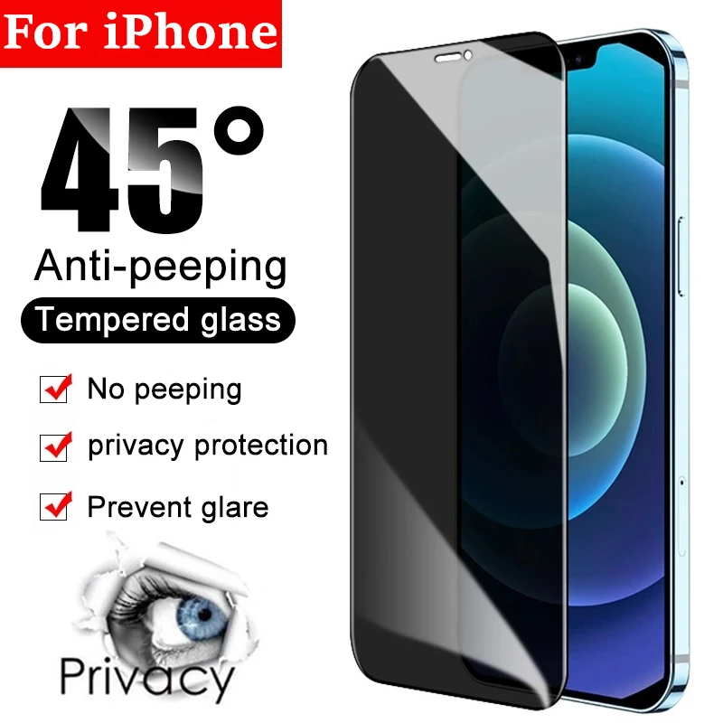 

Full Cover Anti-Peeping Tempered Glass for IPhone 12 11 Pro Max 12Mini Privacy Screen Protector on IPhone X XR XS 6 6s 7 8 Plus