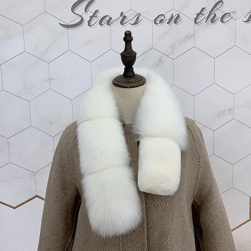 Женский пушистый шарф зимний однотонный из искусственного меха 80 х14 см с