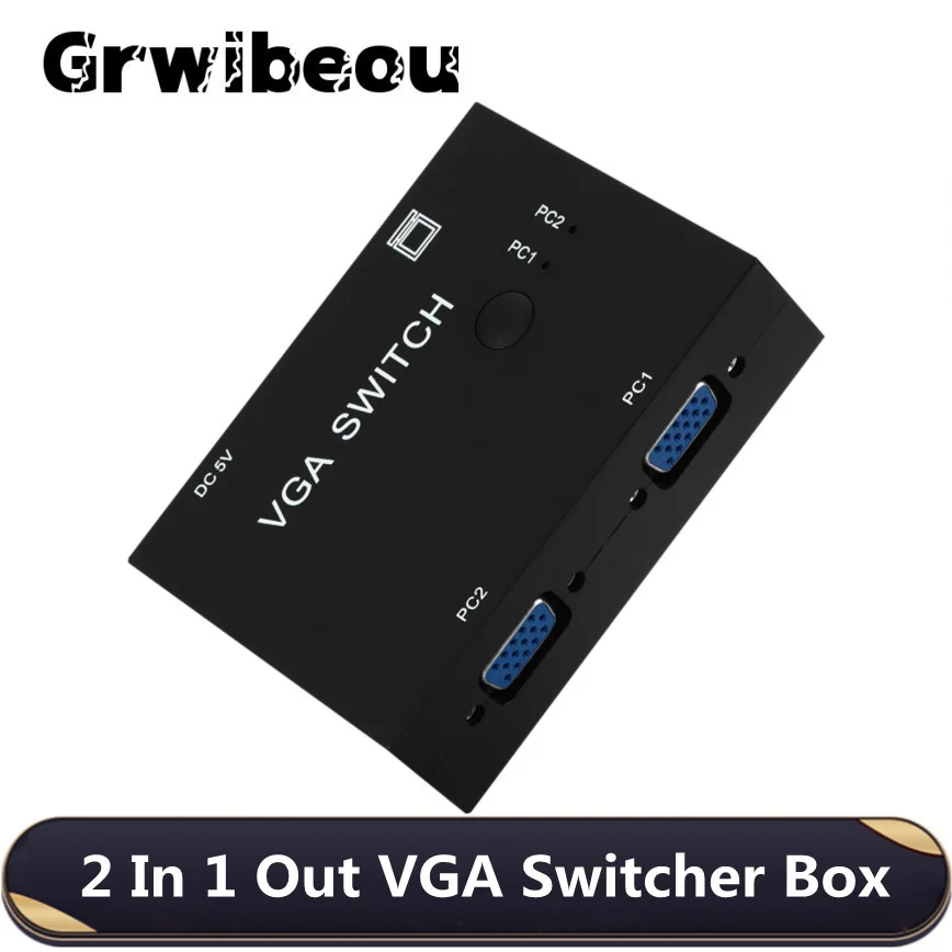 

Grwibeou 2 Port VGA Switcher 2 In 1 Out VGA Switch Box VGA for Consoles Set-top Boxes 2 Hosts Share 1 Display Notebook Projector