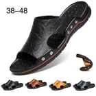 Шлепанцы мужскиеженские из натуральной коровьей кожи, Нескользящие, домашние модные повседневные однотонные туфли, Роскошная мягкая подошва, для улицы, весна-лето