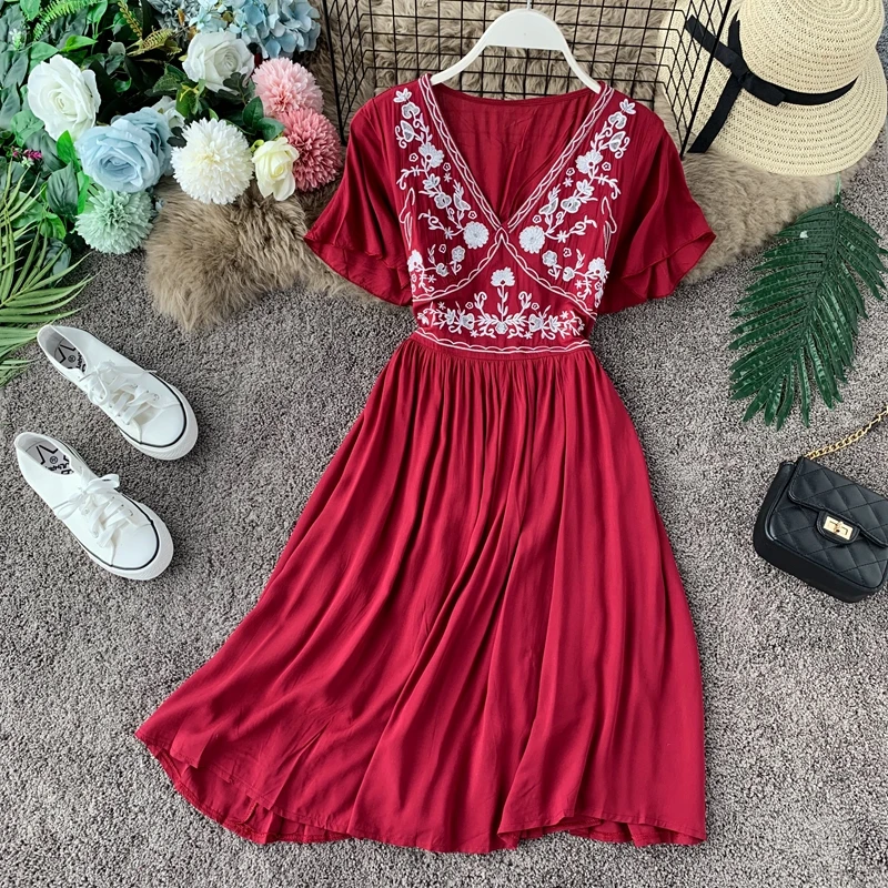 Пляжное женское летнее платье новинка 2019 богемное ТРАПЕЦИЕВИДНОЕ ПЛАТЬЕ в