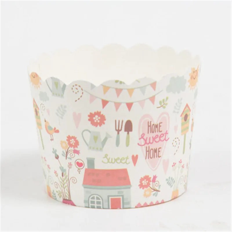 50pcs Cute Flower Bird Muffin Cupcake Paper Cups Liner Baking Cup Cases Kids Party Pastry Wrapper | Дом и сад