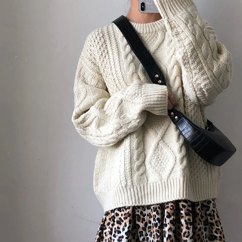 BGTEEVER Casual Warm O-neck Twist Sweater Women Full Sleeve Knitted Jumpers Female Pullovers Winter Knit Tops pull femme 2019 | Женская