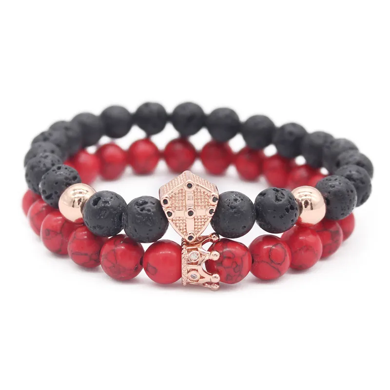 Poshfeel 2 шт Корона/браслеты с крестообразной подвеской и браслеты 8 мм браслет из