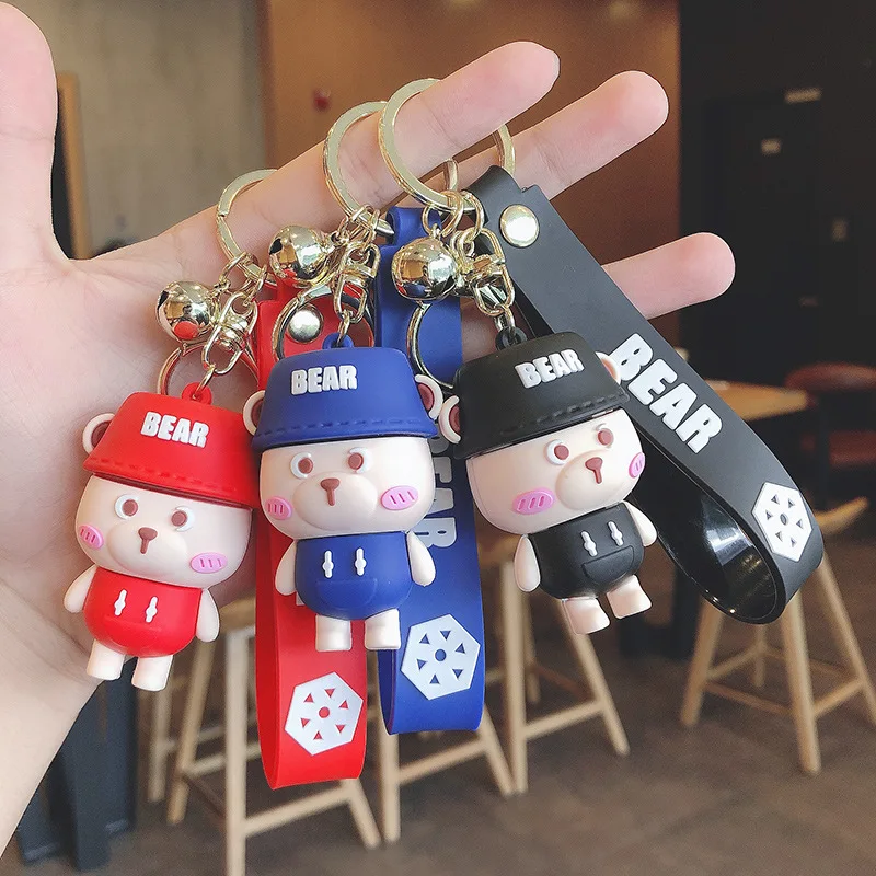 

Lovely Cartoon Eliminate Little Bear Bunny Keychain Korean Silicone Car Keychains Creative Cute Pendant Bag Small Gifts Keyring
