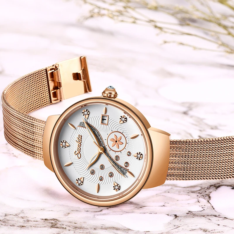 SUNKTA Women Watches Top Brand Luxury Ladies Mesh Belt Ultrathin Watch Stainless Steel Waterproof Clock Quartz Reloj Mujer | Наручные