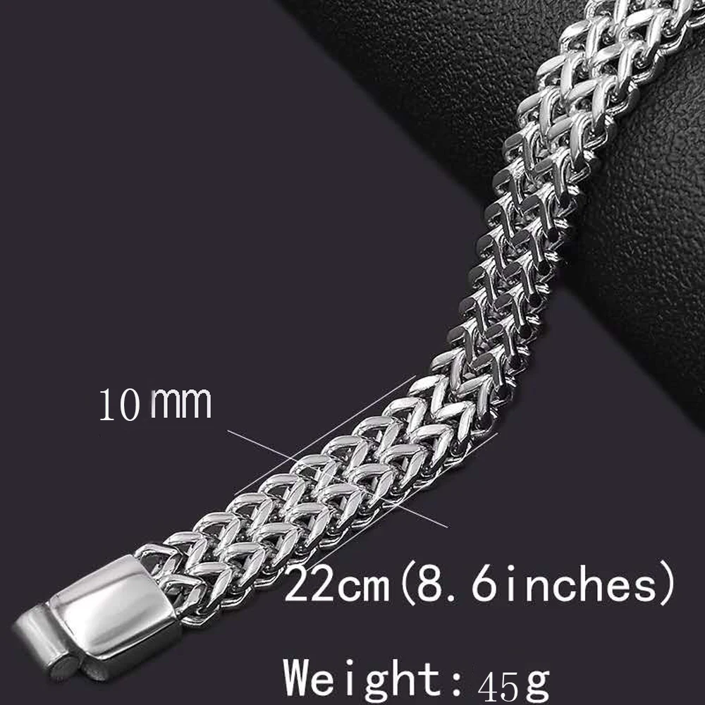 10 мм в ширину 316L Нержавеющая сталь Мужской Браслет простая цепочка мужские