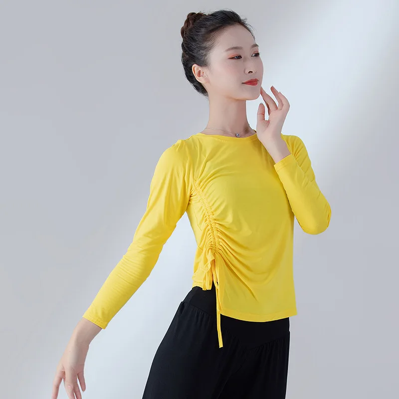 Женский модал Топ для латиноамериканских танцев свободная рубашка с длинными