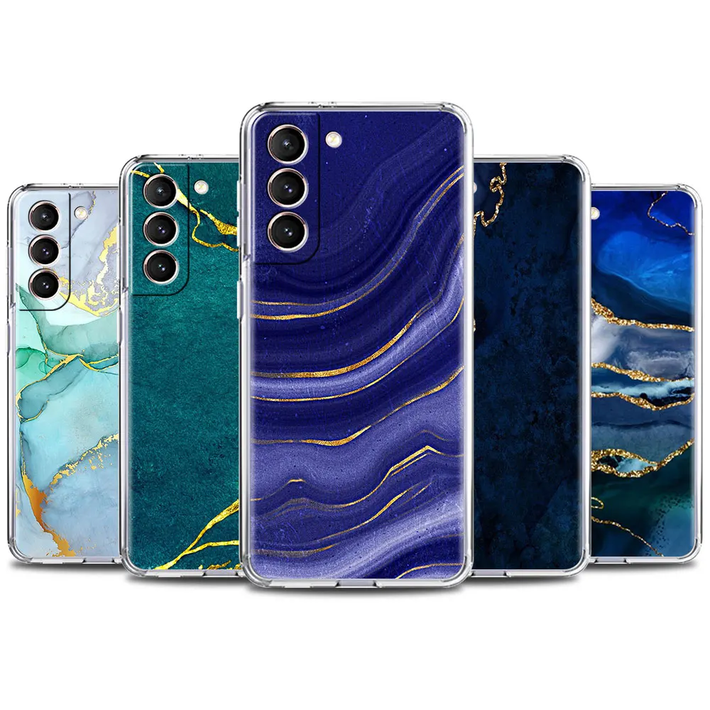 Мягкий прозрачный чехол из ТПУ с золотистой фольгой под мрамор для Samsung Galaxy S21 Ultra